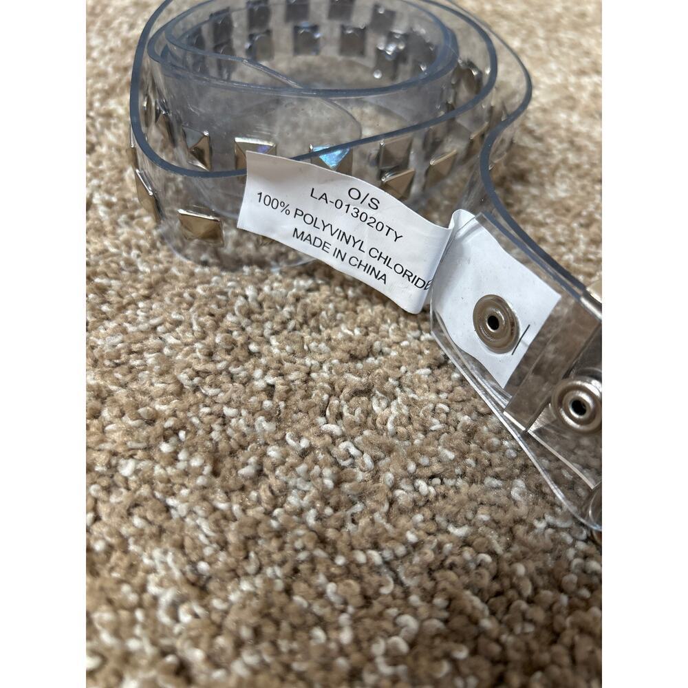 Clear studded belt Hip Hop Goth Skater COS Play unisex adjustable 45"